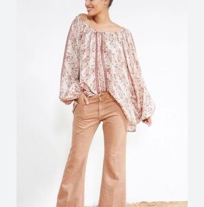 Mes Demoisselles Silk boho flowy Borat blouse size Large